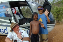 Australia Martin Rutty with Children R44 helicopter